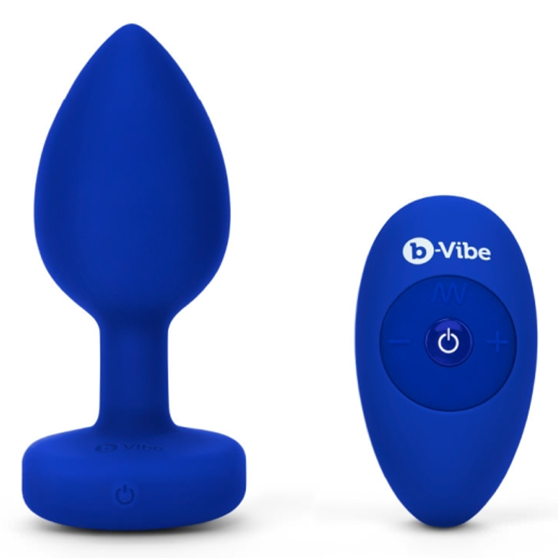 VIBRATING JEWEL PLUG | L/XL | NAVY