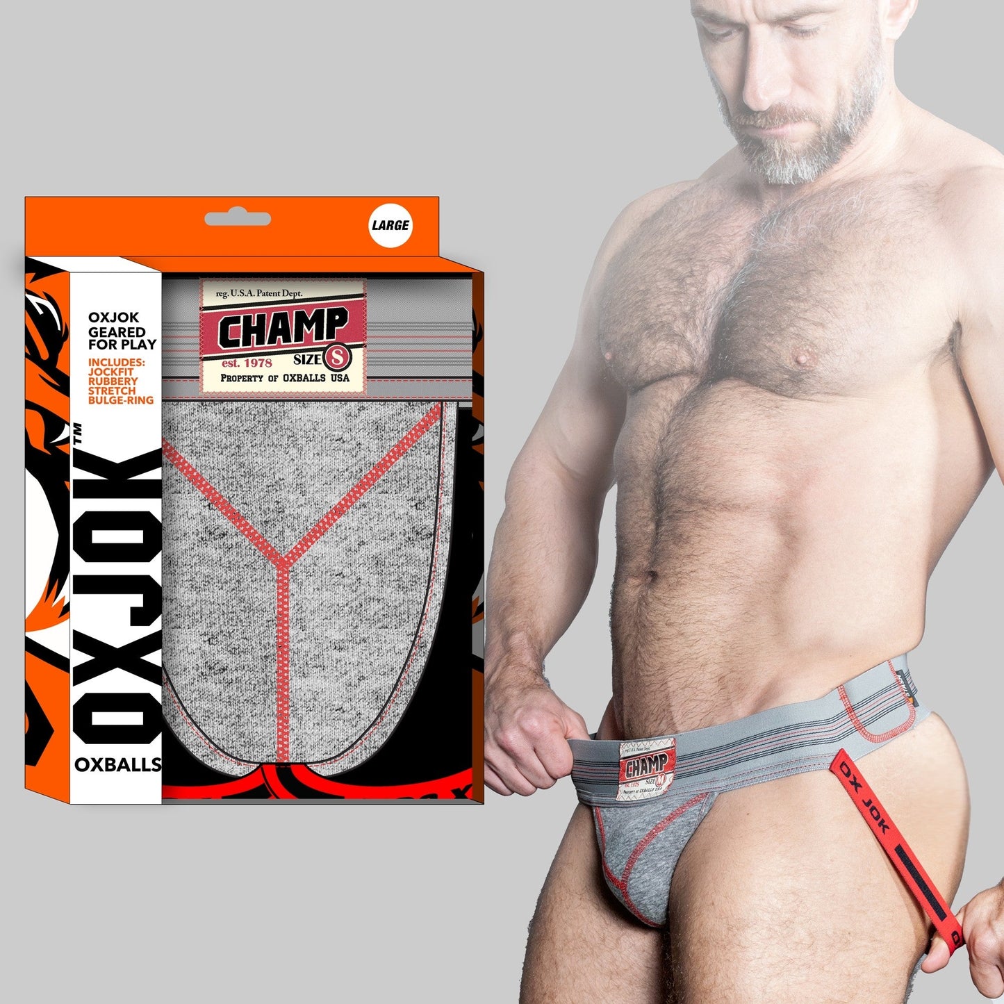 CHAMP, vintage sweatshirt jockstrap, GRAY HEATHER, SMALL