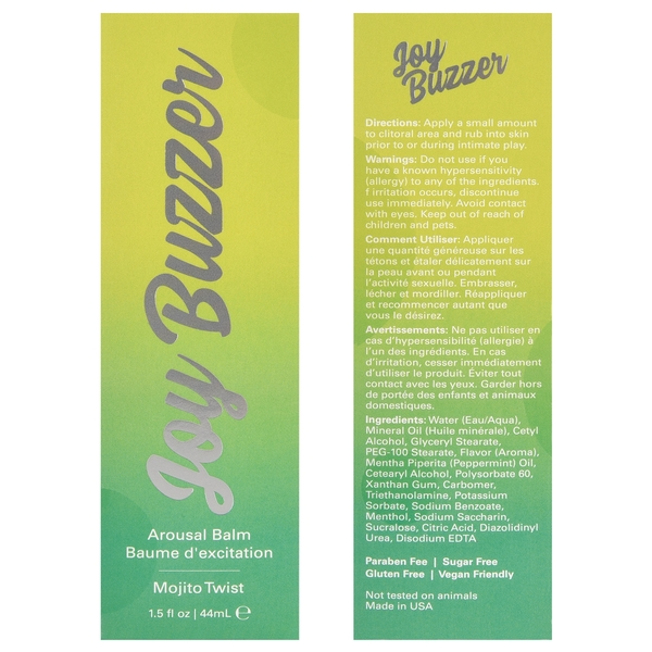 JOY BUZZER Clitoral Arousal Balm - Mojito Twist 1.5oz | 44mL