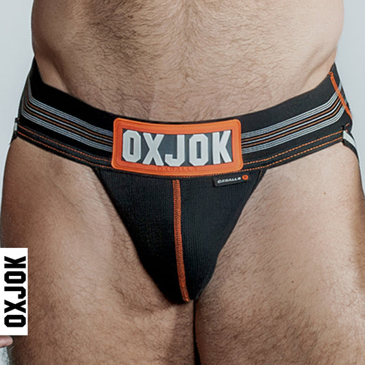 SLINGJOCK, upthrust slider-strap jock, BLACK IRON, LARGE